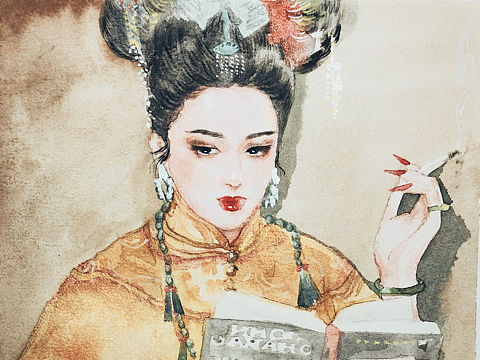 水彩 满清女子（个人主页-ZNDQ0OTAxNzI=） - 绘画 - 站酷设计师空鸣小狼kominwol原创素材 - 站酷ZCOOL