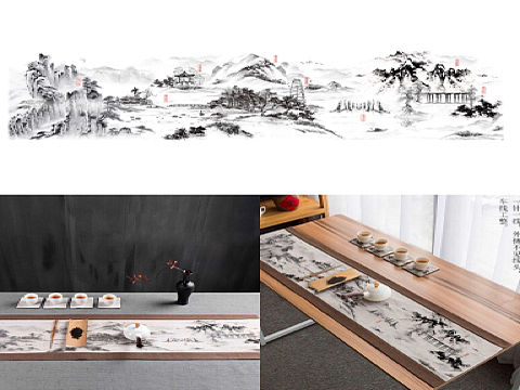 水墨画 关中八景图