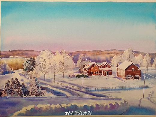 雪景水彩1