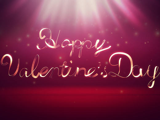 Happy Valentine's Day!彩带字字体练习