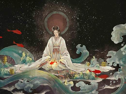 清•红牛角双鱼挂灯 拟人～