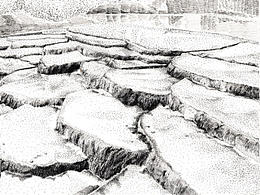 云南 白水台 钢笔画 