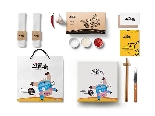 熏肉包装设计 手绘插画