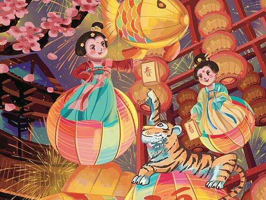 2022虎年国潮插画🐯🐯🐯（个人主页-ZNTc2ODkwNDg=） - 商业插画 - 站酷设计师soup酱原创素材 - 站酷ZCOOL