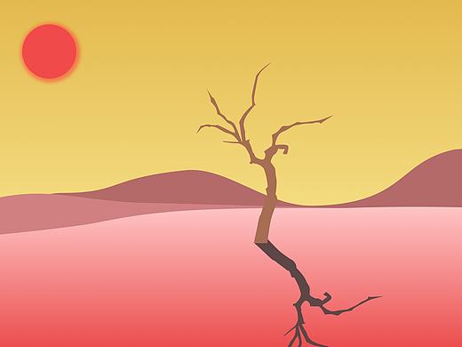 戈壁滩扁平插画