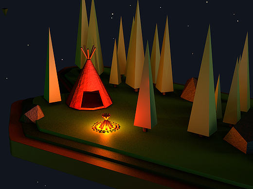 Low-Poly风格的太空场景