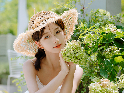 草帽夏天-室外唯美人像写真