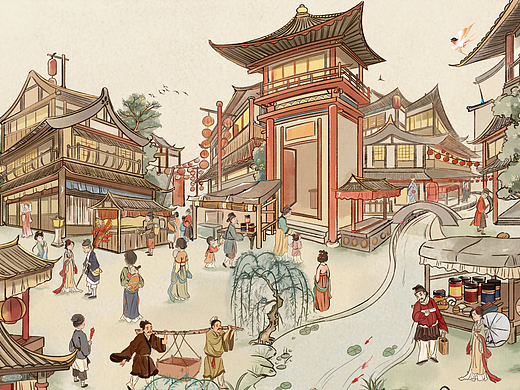 古风长卷插画