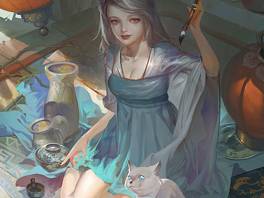 小莉莉和他的白猫。