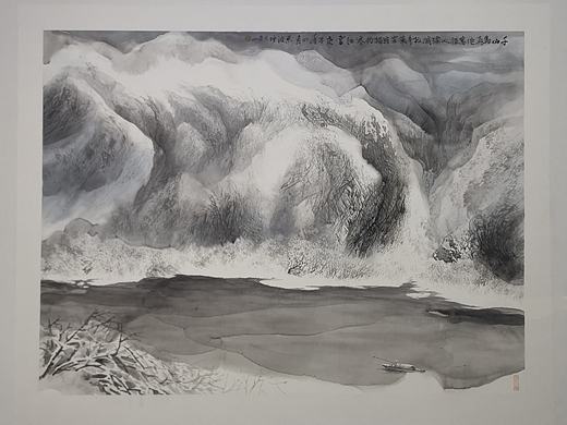 山水画作品（个人主页-ZNDQ1MjEyODQ=） - 绘画 - 站酷设计师汪恩波岩彩绘画原创素材 - 站酷ZCOOL