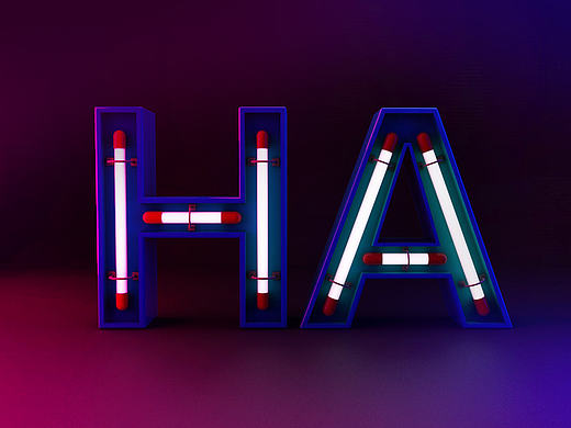 霓虹灯字体 cinema4D建模