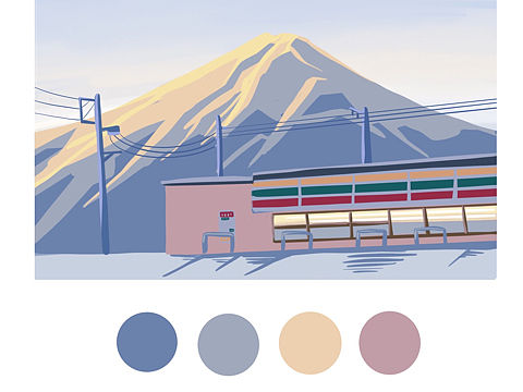 procreate 富士山扁平风插画