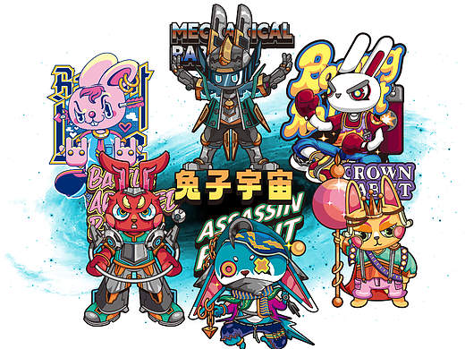 兔子宇宙徽章插画