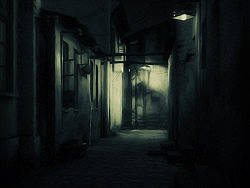 夜·小巷（个人主页-ZODcwNTY=） - 创作习作 - 站酷设计师黑靈豬王原创素材 - 站酷ZCOOL