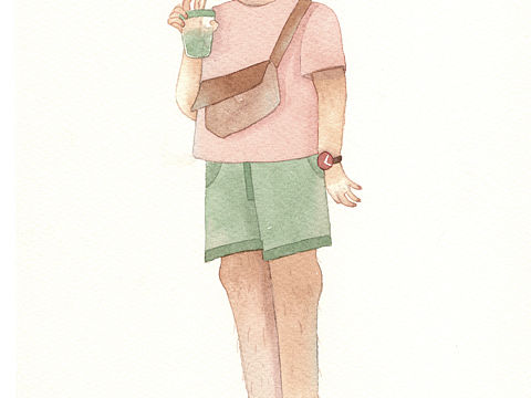 喝奶茶的少年