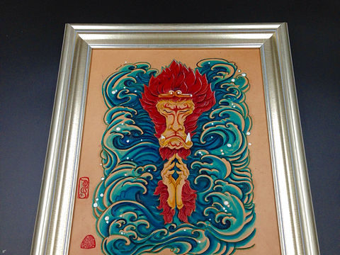 【鸣鸿】原创皮雕作品，《齐天大圣》，发个过程