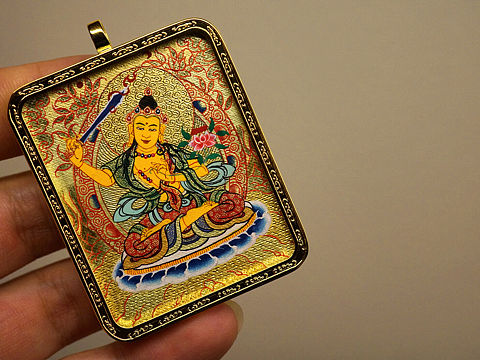 礦彩刻金「文殊菩薩」隨身唐卡（個人主頁-ZMzY5OTA5MzI=） - 其他手工藝 - 站酷設(shè)計師梵物藝術(shù)原創(chuàng)素材 - 站酷ZCOOL