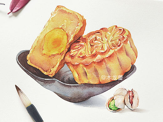 【中秋·食记】一笔，一圆月，思心切