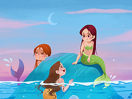 儿童插画-海底美人鱼