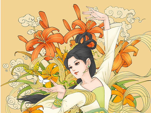 中草药国风美人萱草