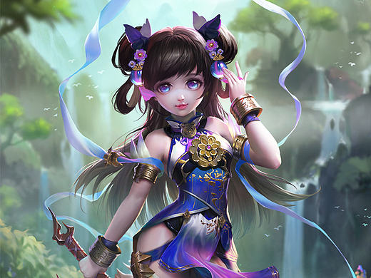 《问道》水女宣传插画绘制-深圳枭瞳 