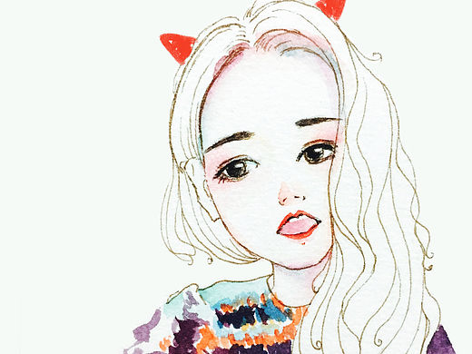 水彩人物头像自画像呀~