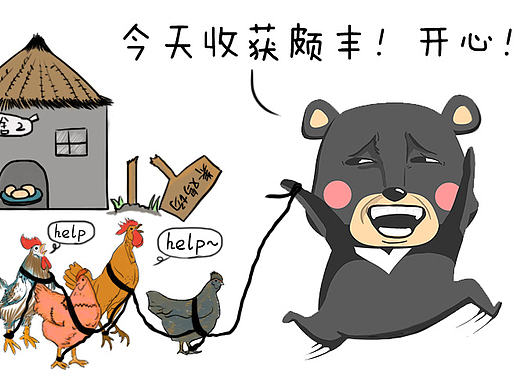 我的熊插画——熊在偷鸡