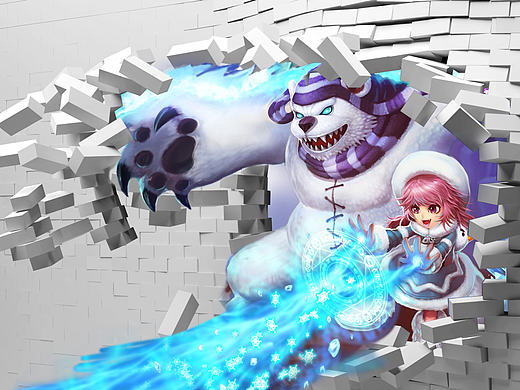 英雄联盟安妮3D电视柜背景墙