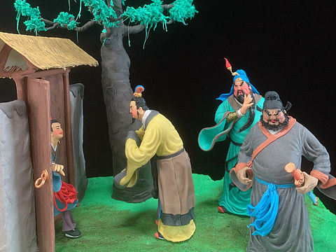 康健面塑作品《三顾茅庐》