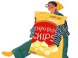 几副参考照片的可爱人物插画