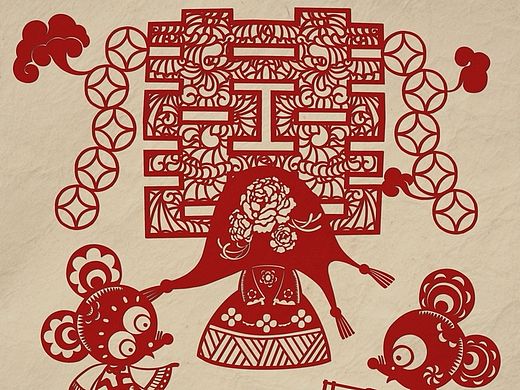 剪纸风格插图----老鼠嫁女