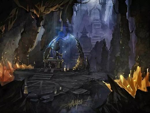 【IZZB-9分钟绘画教程】影视CG场景原画《法师魔洞》