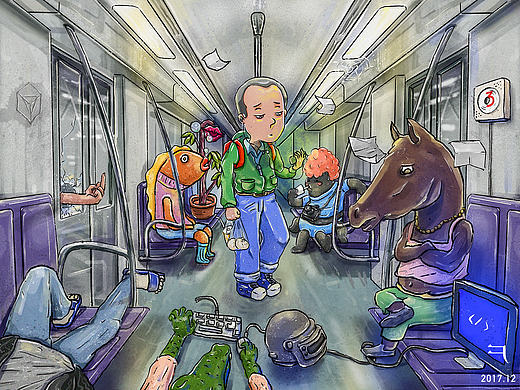 插画过程《你赶得上这班车吗》