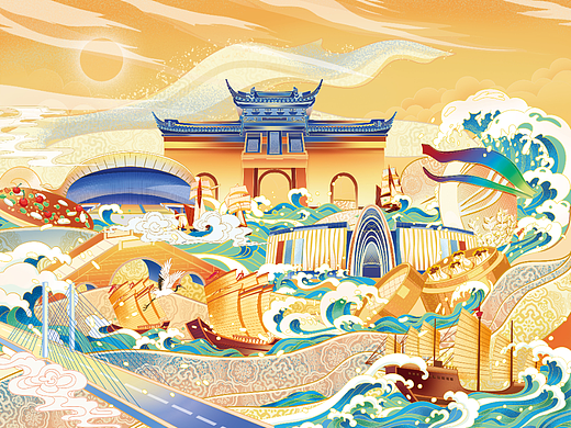 盛泽国潮插画