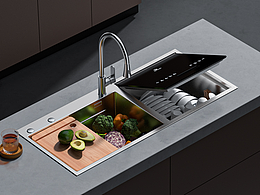 水槽洗碗机建模渲染