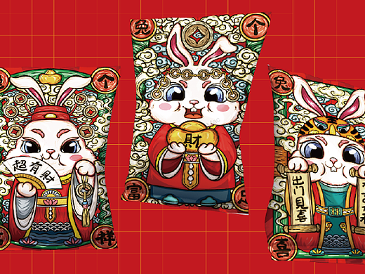 潮玩 IP 吉祥物应用 IP图库设计 国潮兔IP系列