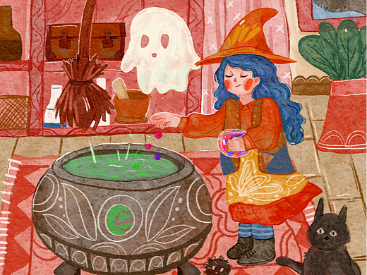 制作魔法糖果的小魔女