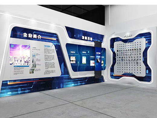 企业科技感文化墙设计3D效果图