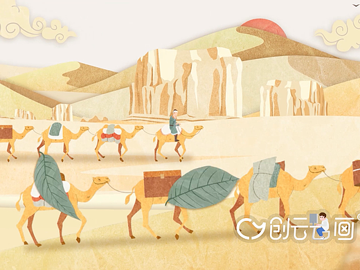 丝路税观-一带一路片头剪纸剪影风动画