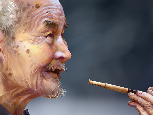 抽煙的大爺（個(gè)人主頁(yè)-ZNjY4NzAwMjA=） - 藝術(shù)插畫 - 站酷設(shè)計(jì)師小詞窮原創(chuàng)素材 - 站酷ZCOOL