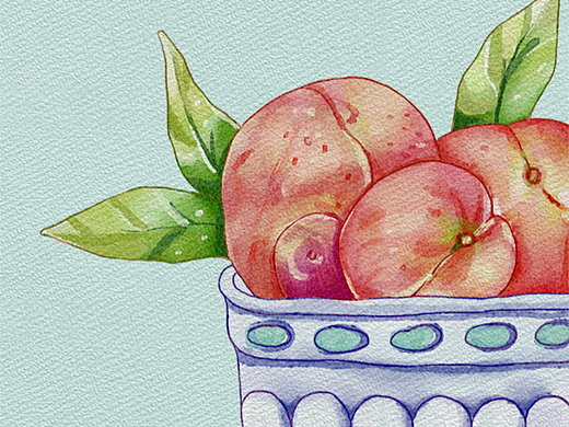 水果水彩系列——桃子（个人主页-ZNjUwMjAxNjA=） - 艺术插画 - 站酷设计师WNN那那原创素材 - 站酷ZCOOL