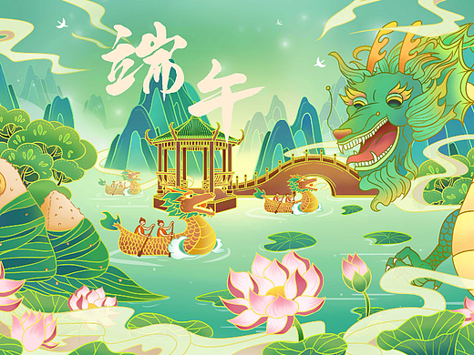 端午节主视觉kv 包装海报及延展 插画原创设计
