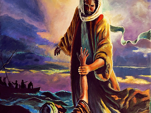 《耶稣步行海面》油画练习(丙烯)