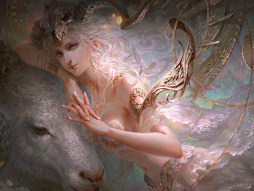 【视频教程】CG插画《白羊座》唯美布料绘制过程视频-黄光剑