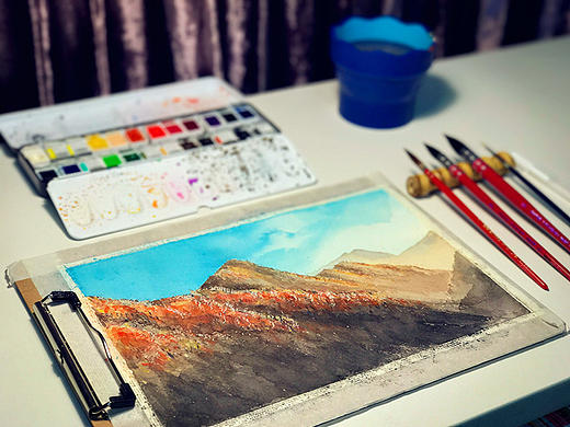 试画水彩秦岭秋色（个人主页-ZMTg5MDQ4NjA=） - 创作习作 - 站酷设计师蓝柯原创素材 - 站酷ZCOOL