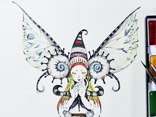 毛虫仙女 手绘插画(附绘画流程)