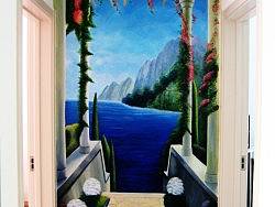 过道儿墙的手绘风景画