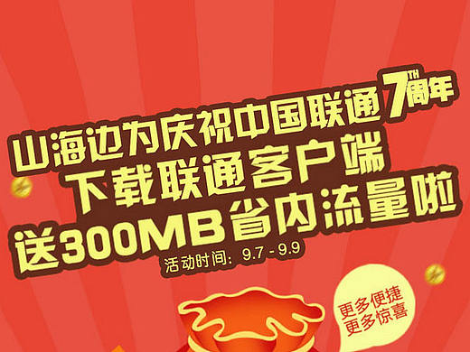 联合中国联通推出的送300M流量的活动