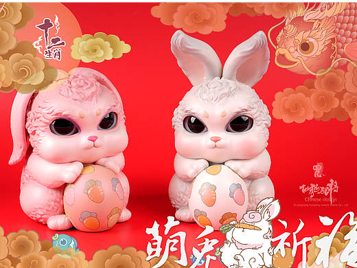 筋兜云 X 仙猫狸将 十二生肖春节 云兔小月 手办 潮玩