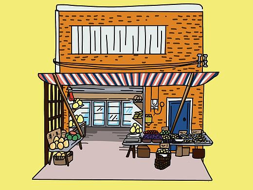路边门店手绘